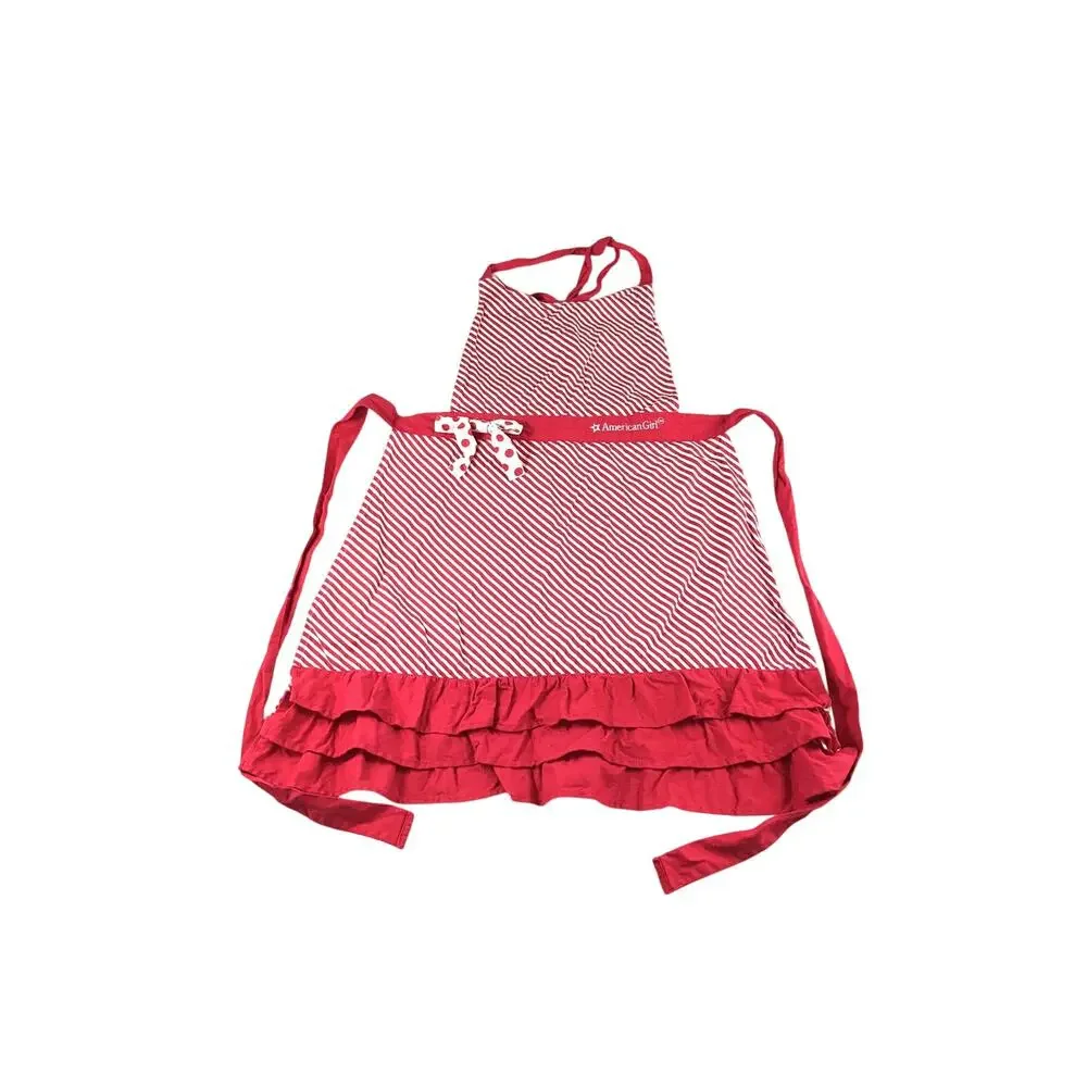 William Sonoma Red & White Stripe American Girl Kitchen Apron w/Ruffle & Bow
